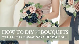 Lings Tutorial How to make bridesmaid bouquets with Dusty Rose amp Navy DIY Package [upl. by Sukramed319]