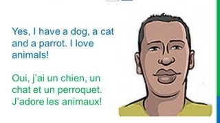 Dialogue 16  English French Anglais Français  Pets  Animaux domestiques  Animaux de compagnie [upl. by Dnumde689]