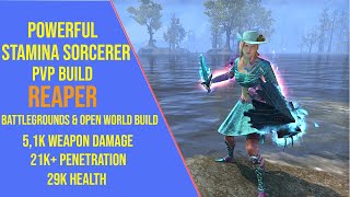 Powerful Stamina Sorcerer PVP Build for ESO Gold Road  Reaper  Stamsorc PVP Build [upl. by Eeresed227]