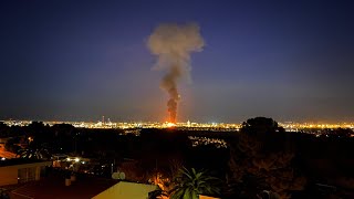 La Pineda Tarragona Spain Refinery Explosion Fire [upl. by Airdnax]