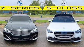 ULTIMATE LUXURY FIGHT  2022 Mercedes SClass vs BMW 7Series Comparison [upl. by Frum813]