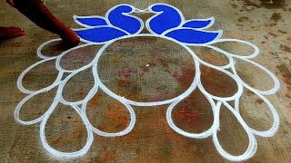 2024 New year rangoli designs🌹Peacock rangoli designs🌹margazhi color kolam easy🌹Super colour rangoli [upl. by Coyle]