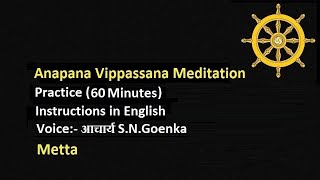 Anapana Vipassanā Meditation For All  Practice English  60 Minutes [upl. by Diannne507]