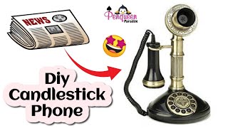 Diy Candlestick Phone using Newspaper  World telecommunication day  Telephone making [upl. by Lisbeth]