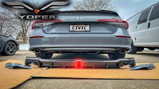 Installing YOFER V2 rear diffuser lip  20222024 Honda civic si [upl. by Suisyola722]