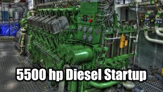 ABC Diesel Engine Startup Tugboat 5500 Horsepower [upl. by Nirred]