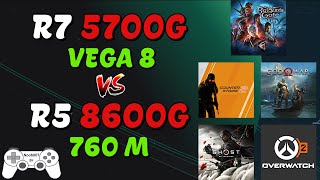 RYZEN 7 5700G x RYZEN 5 8600G  BENCHMARK  TESTE EM 5 JOGOS  VEGA 8  760M  16GB RAM [upl. by Kozloski]