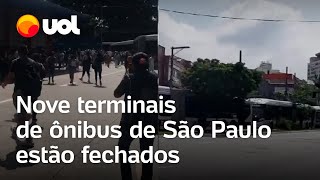 Greve de ônibus em SP Terminais fechados provocam filas de ônibus e lotação [upl. by Zena]