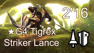 MHGUMHXX  ★G4 Tigrex 216 Striker Lance  轟竜の軌跡を追いかけて ティガレックス ストライカーランス [upl. by Crim]