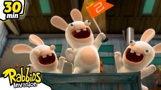 Rabbids race to the Moon  RABBIDS INVASION  30 Min New compilation  Cartoon for kids [upl. by Nosrej]