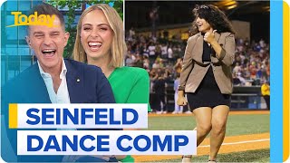 Seinfelds iconic Elaine dancing contest champion crowned  Today Show Australia [upl. by Anirrak720]