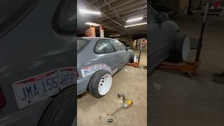 108 offset 16x10s going on a 98 Honda Civic stance static cambergang [upl. by Klusek]