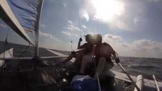 Prindle 19 catamaran sailing and flip capsize Sandy Hook NJ [upl. by Festa]