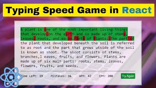 Build a Typing Speed Test Game App with React JS For Beginners [upl. by Eixela]