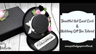 Beautiful Easel Hat Card With Matching Gift BoxTutorial 👒💋🤩 [upl. by Ahsaetal]