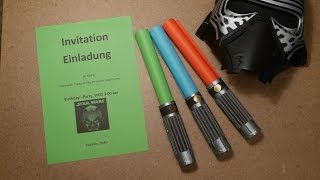 Star Wars LichtschwertEinladung Kindergeburtstag Party invitation light saber style [upl. by Laverna]