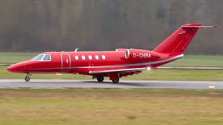 Cessna Citation CJ4 TakeOff at Bern  EyeCatching Red Livery [upl. by Liscomb]