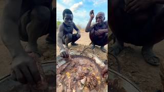 😂Have a simple dinnerhadzabetribe africa food cookingwildlife [upl. by Aidne]