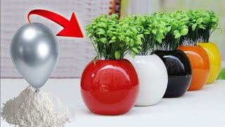 DIY White Cement Flower Pot  Paper Easy Cement Pottery Making [upl. by Hescock908]