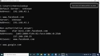 How to know the IP address and name server of website  NSLOOKUP [upl. by Nairahcaz]