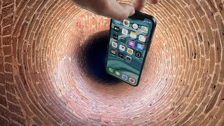 Dropping an iPhone 12 Pro into Spiral Brick Tower  Will it Survive [upl. by Coffey]