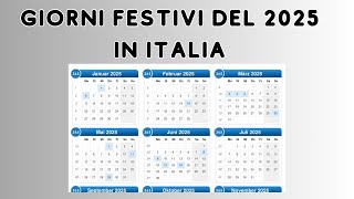 Le festività nel calendario 2025 [upl. by Atined815]