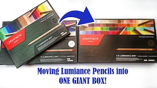 Moving my Caran dAche Luminance Pencils into One Giant 100 Set Box  Colouring a Picture [upl. by Kellie99]