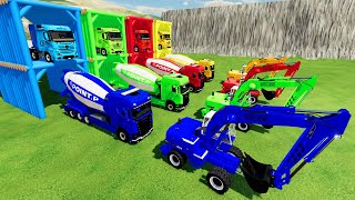 TRANSPORTING COLORED SCANIA MIXER TRUCKEXCAVATOR TO GARAGE WITH MERCEDES TRUCK [upl. by Ariet]