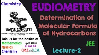 Lec 2  Eudiometry  Determination of Molecular Formula of Hydrocarbons  JEE [upl. by Zelma]