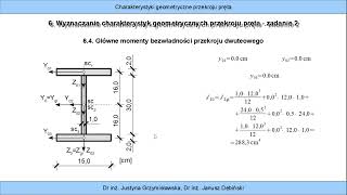 46 Wyznaczanie charakterystyk geometrycznych przekroju pręta  zadanie 2 [upl. by Ynavoj]