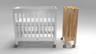 alma mini solid wood crib  sleep  fold  store [upl. by Notned]