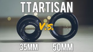 TTArtisan 35mm f14 VS 50mm f12 with sample photos [upl. by Cranston]