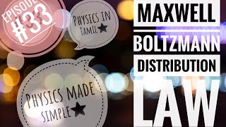 E33  MAXWELL BOLTZMANN DISTRIBUTION LAW [upl. by Yedsnil]