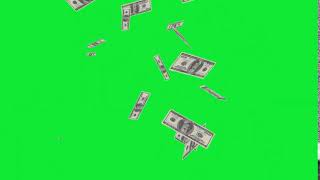 Ecran fond vert  Billets dollars qui tombent riche argent  animation [upl. by Sauveur324]