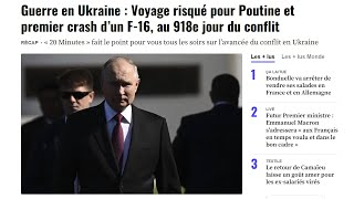 Guerre en Ukraine  Voyage risqué pour Poutine et premier crash d’un F16 au 918e jour du conflit [upl. by Venterea398]