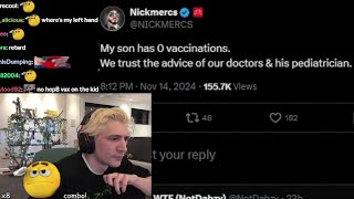 xQc Shocked by Nickmercs Not Giving Kids Any Vaccines [upl. by Nnahoj]