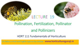 HORT111 Lecture 19 Pollination Fertilization Pollinators and Pollinizer  परागण और निषेचन [upl. by Lark89]