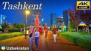 Tashkent Walking Tour  Evening walk in Tashkent City Park and Tashkent Metro  Uzbekistan🇺🇿 4K HDR [upl. by Nikolia]