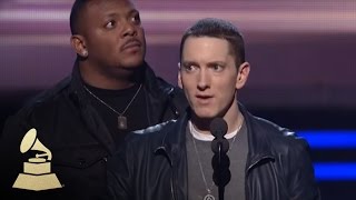 Eminem accepting the GRAMMY for Best Rap Album at the 53rd GRAMMY Awards  GRAMMYs [upl. by Nohs]