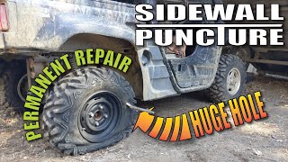 Tire Sidewall PUNCTURE permanent repair procedure [upl. by Aloeda]