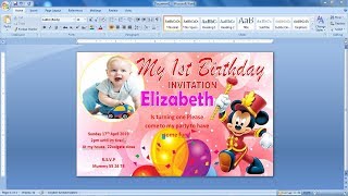 How to make Picture Invitation Card Design in Ms Word  Invitation Card Design in Ms word  Ms word [upl. by Ahsineg901]