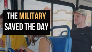 Military saves girl on bus🤔🎖️🪖 [upl. by Eniamrahc414]