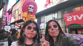 Las catrinas se adueñaron de times square NYC Evento masivo de dia de muertos Mexicanos presentes [upl. by Biagio536]