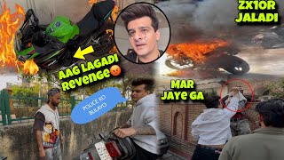 Jannustuntz ki ZX10R ko jala dia😭Total loss😰Apna hi bhai nikla dushmanMotovloggerjannustunts ka [upl. by Enylhsa]