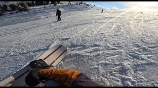 a surfer learning to snowboard 4K video banff sunshine village [upl. by Aizirk]