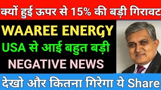 USA से आई बहुत बड़ी NEGATIVE NEWS Waaree Energies share news  Waree Energies IPO news [upl. by Cusick]