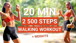 20 MIN 2500 STEPS with WEIGHTS  fast walking fat burning full body cardio workout low impact [upl. by Einahpetse834]