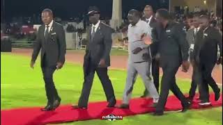 Opposition leader Raila Odinga arrived for Hage Geingobs memorial service at Independence Stadium [upl. by Ikcaj]