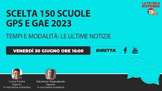 Scelta 150 scuole GPS e GAE 2023 tempi e modalità le ultime notizie [upl. by Maxentia544]