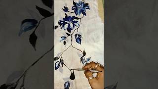 Flower painting in Freehand fabricpaintflowerssubscribersfabricpaintingartfreehand [upl. by Croix]